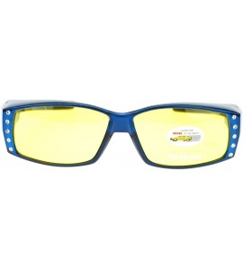 Rectangular Womens Rhinestone Polarized Yellow Night Driving Lens Fit Over Sunglasses - Blue - CZ11QLSGZY7 $28.91