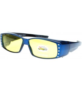 Rectangular Womens Rhinestone Polarized Yellow Night Driving Lens Fit Over Sunglasses - Blue - CZ11QLSGZY7 $28.91