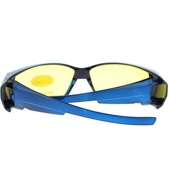 Rectangular Womens Rhinestone Polarized Yellow Night Driving Lens Fit Over Sunglasses - Blue - CZ11QLSGZY7 $28.91