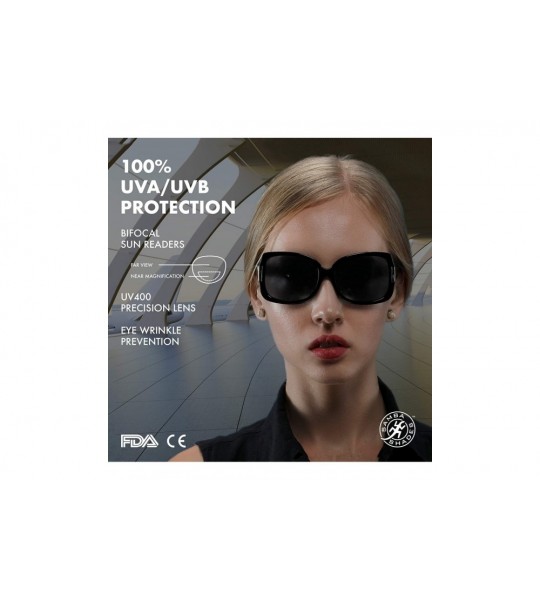 Oval Bifocal Reading Sunglasses for Women Jackie O Fashion Reader Sun Glasses - Black - CD11HB8UBR3 $78.55