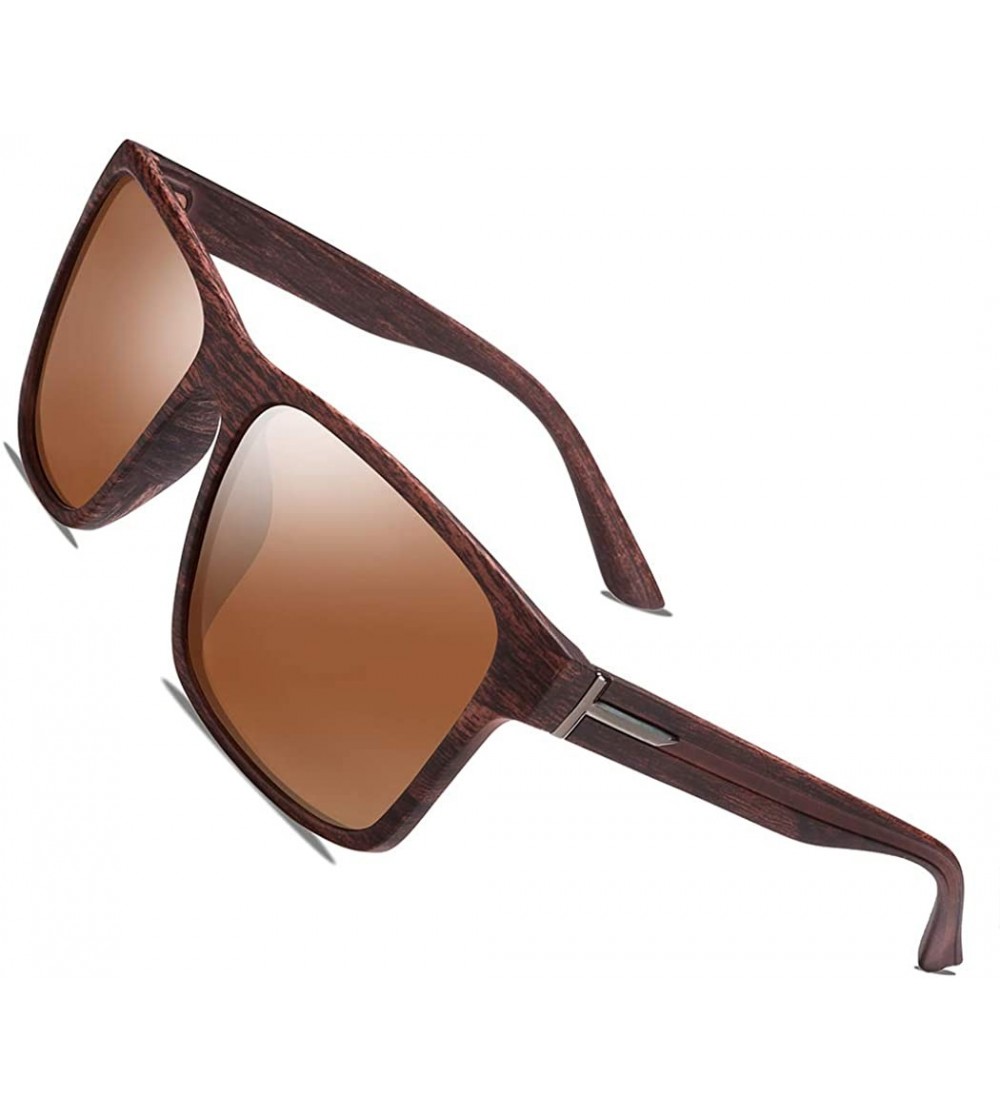 Round Polarized Sunglasses for Men Women Driving Fishing Mens Sunglasses Rectangular Vintage Sun Glasses - CP18WMZIAXZ $23.25