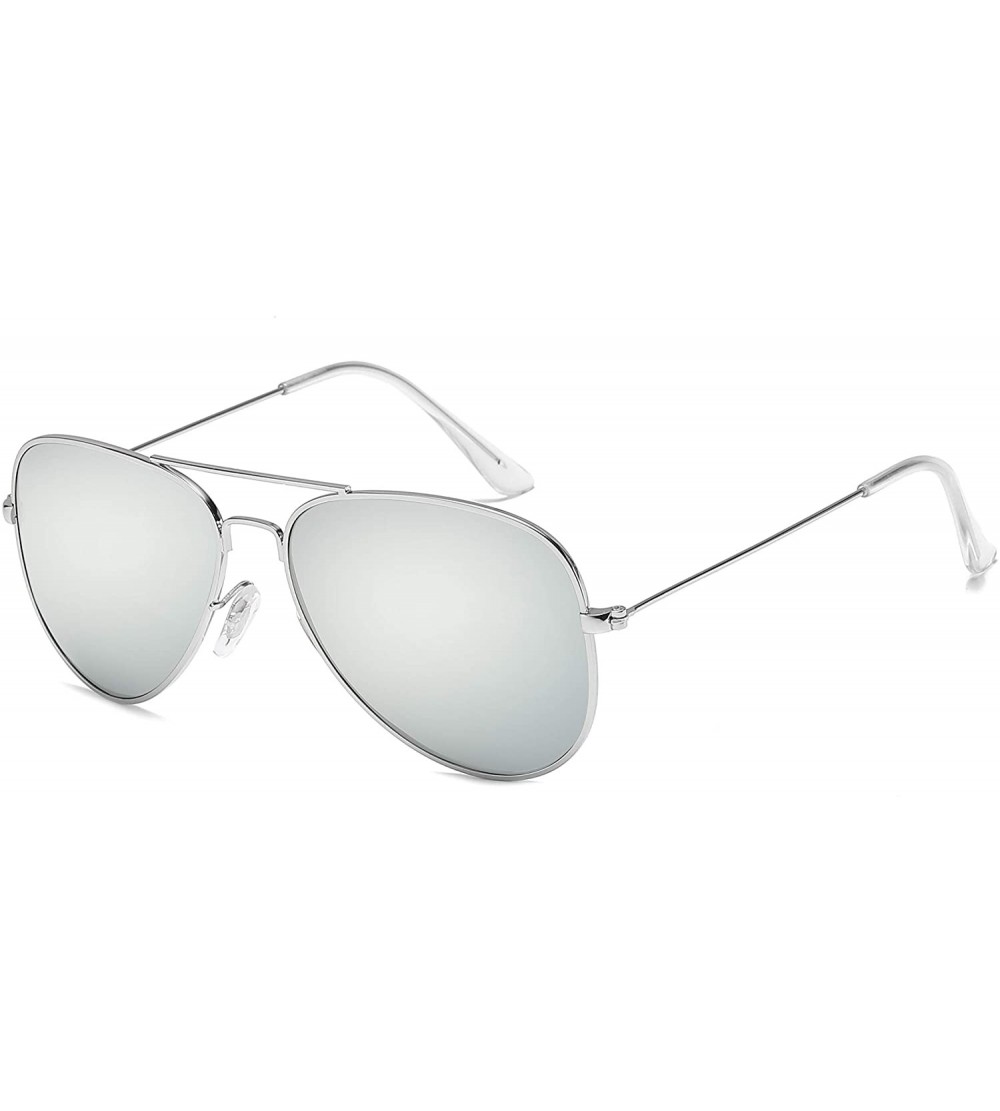 Aviator Classic Polarized UV400 Aviator Sunglasses Fashion Clear Glasses Men Women - Silver Frame/Silve Polarized Lens - CQ18...