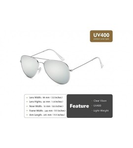 Aviator Classic Polarized UV400 Aviator Sunglasses Fashion Clear Glasses Men Women - Silver Frame/Silve Polarized Lens - CQ18...