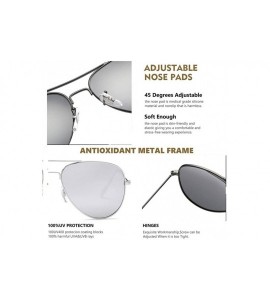 Aviator Classic Polarized UV400 Aviator Sunglasses Fashion Clear Glasses Men Women - Silver Frame/Silve Polarized Lens - CQ18...