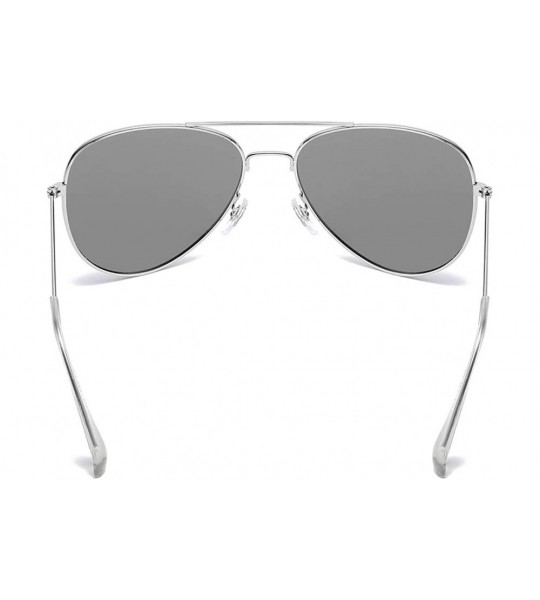 Aviator Classic Polarized UV400 Aviator Sunglasses Fashion Clear Glasses Men Women - Silver Frame/Silve Polarized Lens - CQ18...