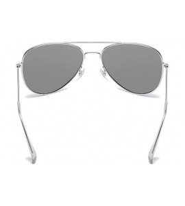 Aviator Classic Polarized UV400 Aviator Sunglasses Fashion Clear Glasses Men Women - Silver Frame/Silve Polarized Lens - CQ18...