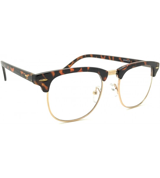 Wayfarer Vintage Retro Classic Half Frame Sunglass Horn Rimmed Clear Lens Eye Glasses - Tortoise/Gold - CN17YWZSCLX $18.43