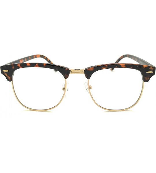 Wayfarer Vintage Retro Classic Half Frame Sunglass Horn Rimmed Clear Lens Eye Glasses - Tortoise/Gold - CN17YWZSCLX $18.43