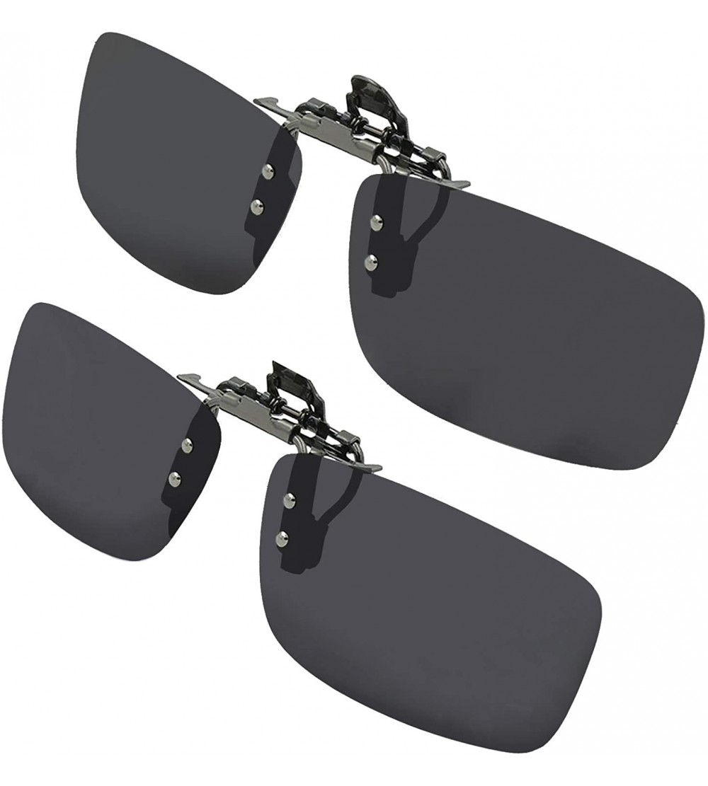 Round Clip On Sunglasses Flip Up Polarized Sunglasses Clip on over Prescription Eyeglasses with Case - Set of 2 Smoke - CP18R...