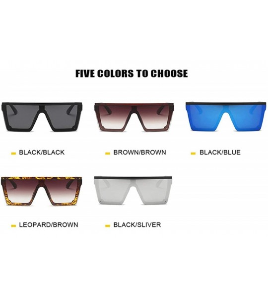 Goggle Oversized Sunglasses Women Big Frame Square Flat Top Rivet Gradient Lens Glasses FeMen Vintage Mirror UV400 - CS199C6T...