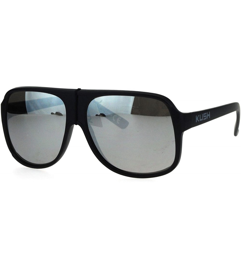 Aviator KUSH Sunglasses Mens Square Racer Aviator Matte Black Frame Mirror Lens - Black Gray (Silver Mirror) - C2184HD4GQR $2...