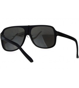 Aviator KUSH Sunglasses Mens Square Racer Aviator Matte Black Frame Mirror Lens - Black Gray (Silver Mirror) - C2184HD4GQR $2...