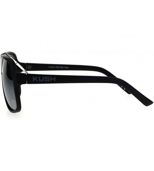 Aviator KUSH Sunglasses Mens Square Racer Aviator Matte Black Frame Mirror Lens - Black Gray (Silver Mirror) - C2184HD4GQR $2...