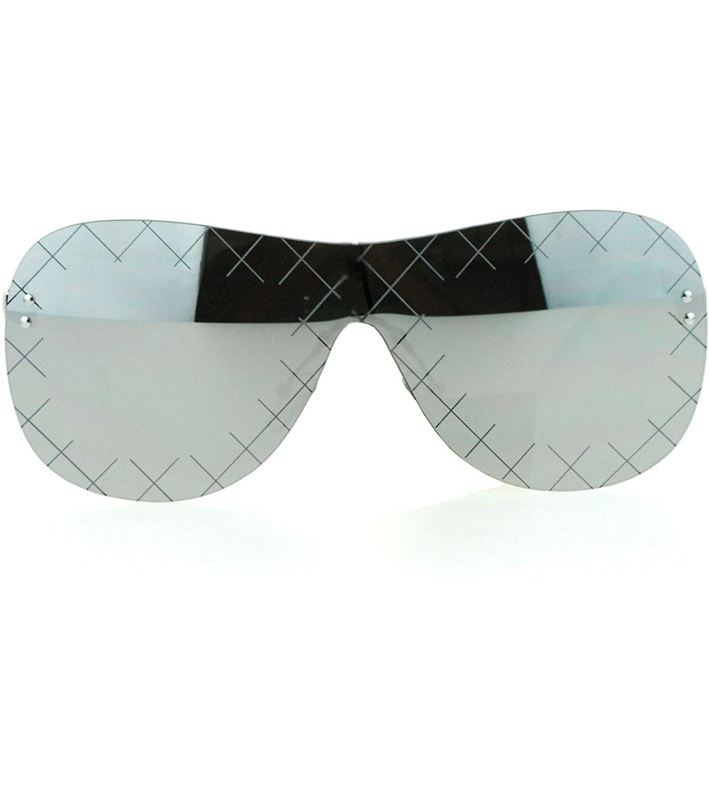 Shield Futuristic Robot Shield Reflective Lens Pilot Sunglasses - Silver - CL12HJTTCLJ $22.93