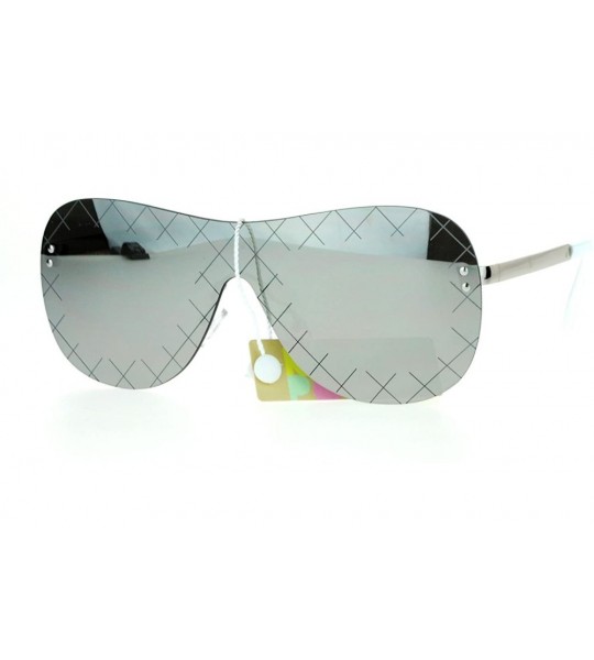 Shield Futuristic Robot Shield Reflective Lens Pilot Sunglasses - Silver - CL12HJTTCLJ $22.93