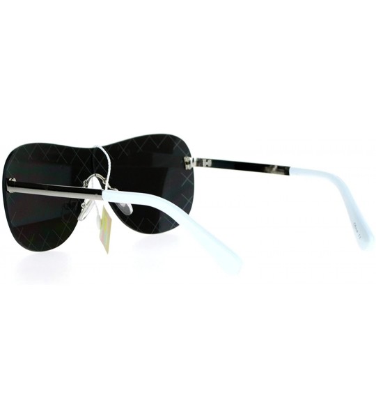 Shield Futuristic Robot Shield Reflective Lens Pilot Sunglasses - Silver - CL12HJTTCLJ $22.93