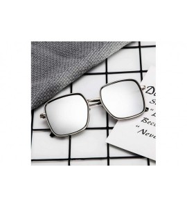 Goggle Fashion Sunglasses for Women Polarized Oversized Vintage Eyewear Sun Glasses - Silver - CQ18TEMZY2Z $17.85