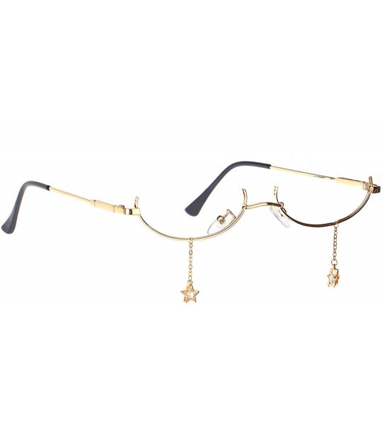 Rimless Half Frame Sparkling Crystal Sunglasses UV Protection Rhinestone Sunglasses Without Lens - Gold2748 - C01906GNYUQ $24.47