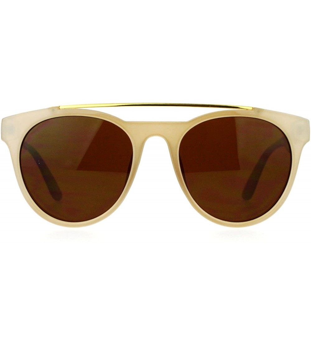 Aviator Womens Sunglasses Designer Retro Fashion Metal Top Bar Round Aviator - Beige - CT188G3TYQG $21.01