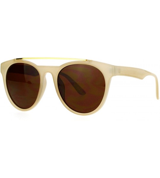 Aviator Womens Sunglasses Designer Retro Fashion Metal Top Bar Round Aviator - Beige - CT188G3TYQG $21.01