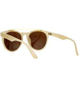 Aviator Womens Sunglasses Designer Retro Fashion Metal Top Bar Round Aviator - Beige - CT188G3TYQG $21.01