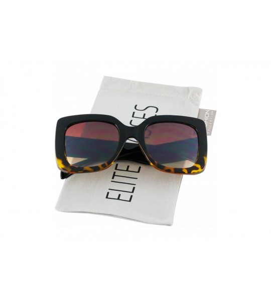 Oversized Oversize Square Sunglasses Women Multi Tinted Frame Fashion Modern Shades - Black-yellow Tortoise - C918DCCZSHT $18.40