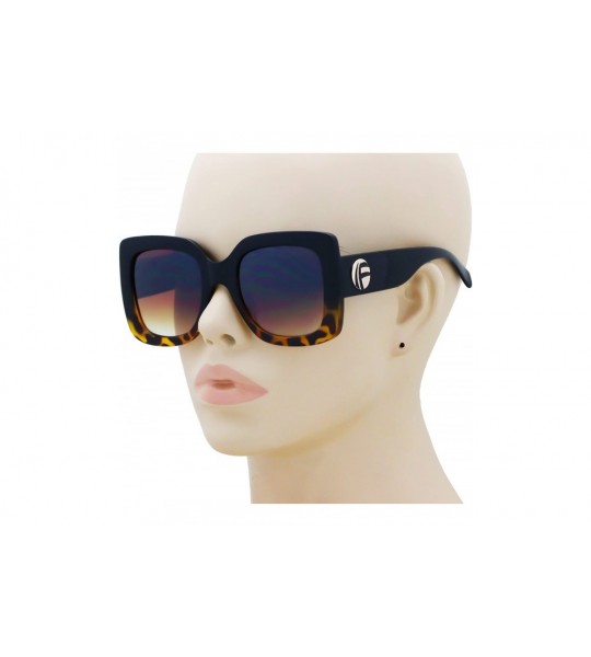 Oversized Oversize Square Sunglasses Women Multi Tinted Frame Fashion Modern Shades - Black-yellow Tortoise - C918DCCZSHT $18.40