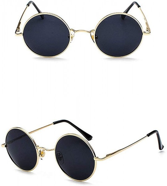 Oval Hippie Sunglasses WITH CASE Retro Classic Circle Lens Round Sunglasses Steampunk Colored - C2192Q89YSU $22.15