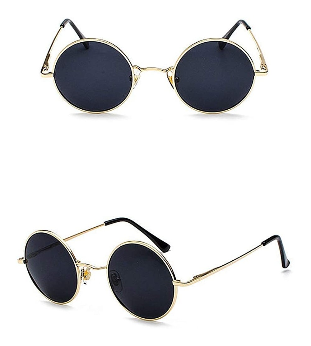 Oval Hippie Sunglasses WITH CASE Retro Classic Circle Lens Round Sunglasses Steampunk Colored - C2192Q89YSU $22.15