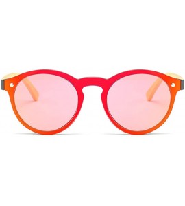 Round One Piece Lens Sunglasses Men Bamboo Mirror Round Sun Glasses Women Unisex - Red Mirror - CE18IIWY6K3 $19.73