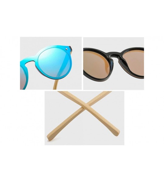 Round One Piece Lens Sunglasses Men Bamboo Mirror Round Sun Glasses Women Unisex - Red Mirror - CE18IIWY6K3 $19.73