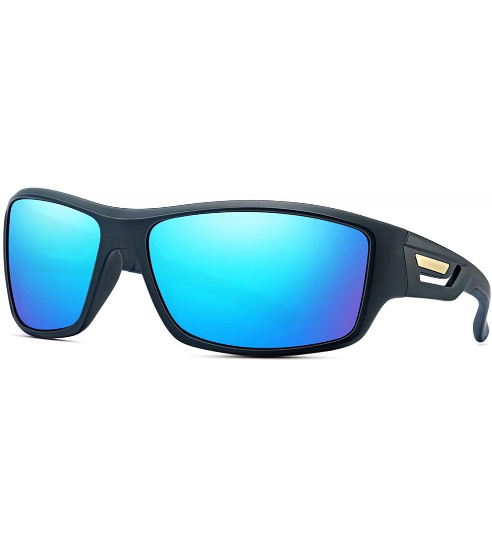 Round Polarized Sports Sunglasses Driving Glasses Shades for Men TR90 Frame for Cycling Baseball Night Vision - Blue - CA18I4...