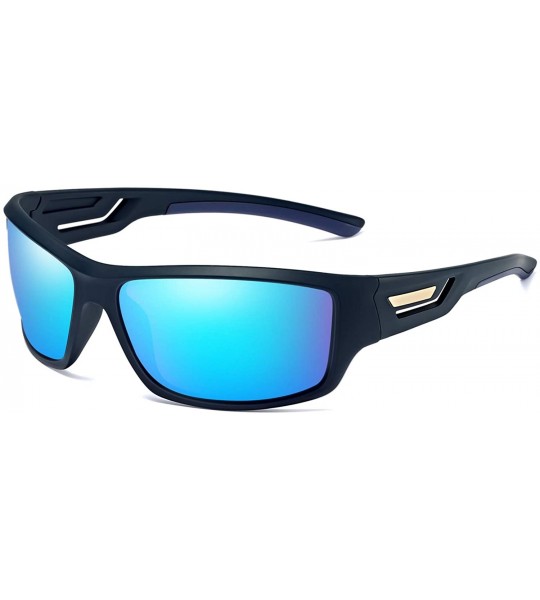 Round Polarized Sports Sunglasses Driving Glasses Shades for Men TR90 Frame for Cycling Baseball Night Vision - Blue - CA18I4...