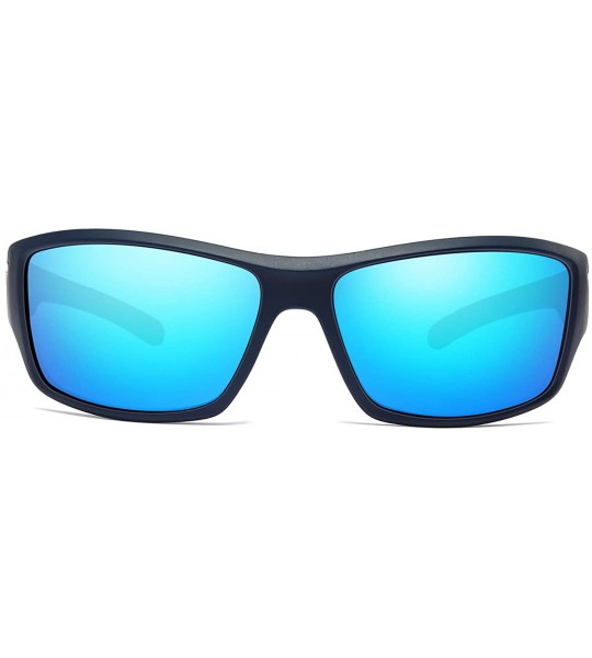 Round Polarized Sports Sunglasses Driving Glasses Shades for Men TR90 Frame for Cycling Baseball Night Vision - Blue - CA18I4...