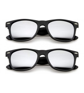 Aviator 2 Pack Black Sunglasses Horn Rimmed Mirror Lens UV Protection - CB118XB3MGT $19.97