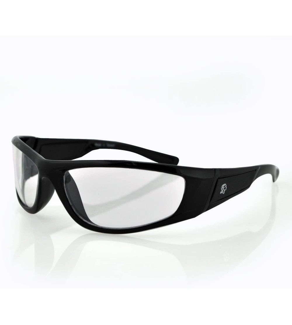 Sport Iowa Sunglass with Shiny Black Frame and Clear Lenses - Clear Lens - CP115LTKNPT $26.65