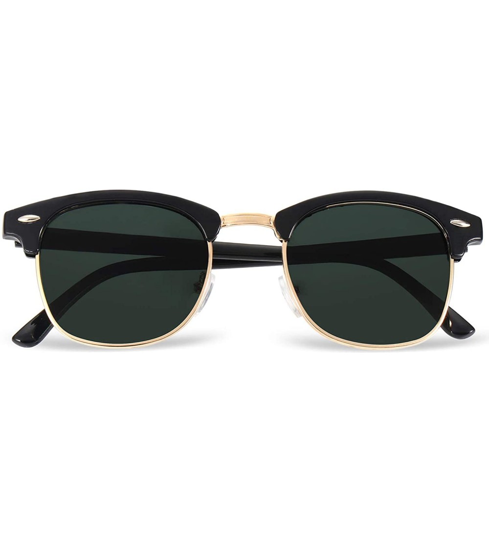Rimless Rimless Sunglasses Men/Women Polarized Half Frame style/Lightweight/UV Protection - Black Frame/Green Lens - CQ194RAM...