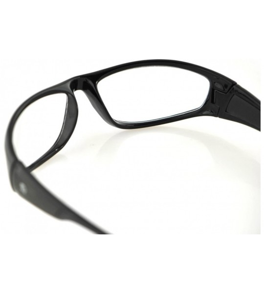 Sport Iowa Sunglass with Shiny Black Frame and Clear Lenses - Clear Lens - CP115LTKNPT $26.65