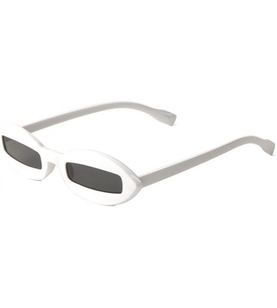 Rectangular Retro Sharp Oval Frame Rectangular Lens Sunglasses - White - C1198D9E8WQ $26.94