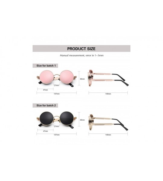 Shield Retro Gothic Steampunk Sunglasses for Women Men Round Lens Metal Frame - Gold Grey Pink Mirror - CV190T3X2N7 $29.89