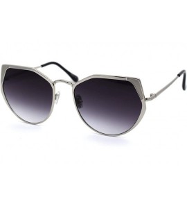 Butterfly Womens Metal Rim Octagonal Butterfly Designer Style Sunglasses - Silver Smoke - CB1950NLDXI $24.72