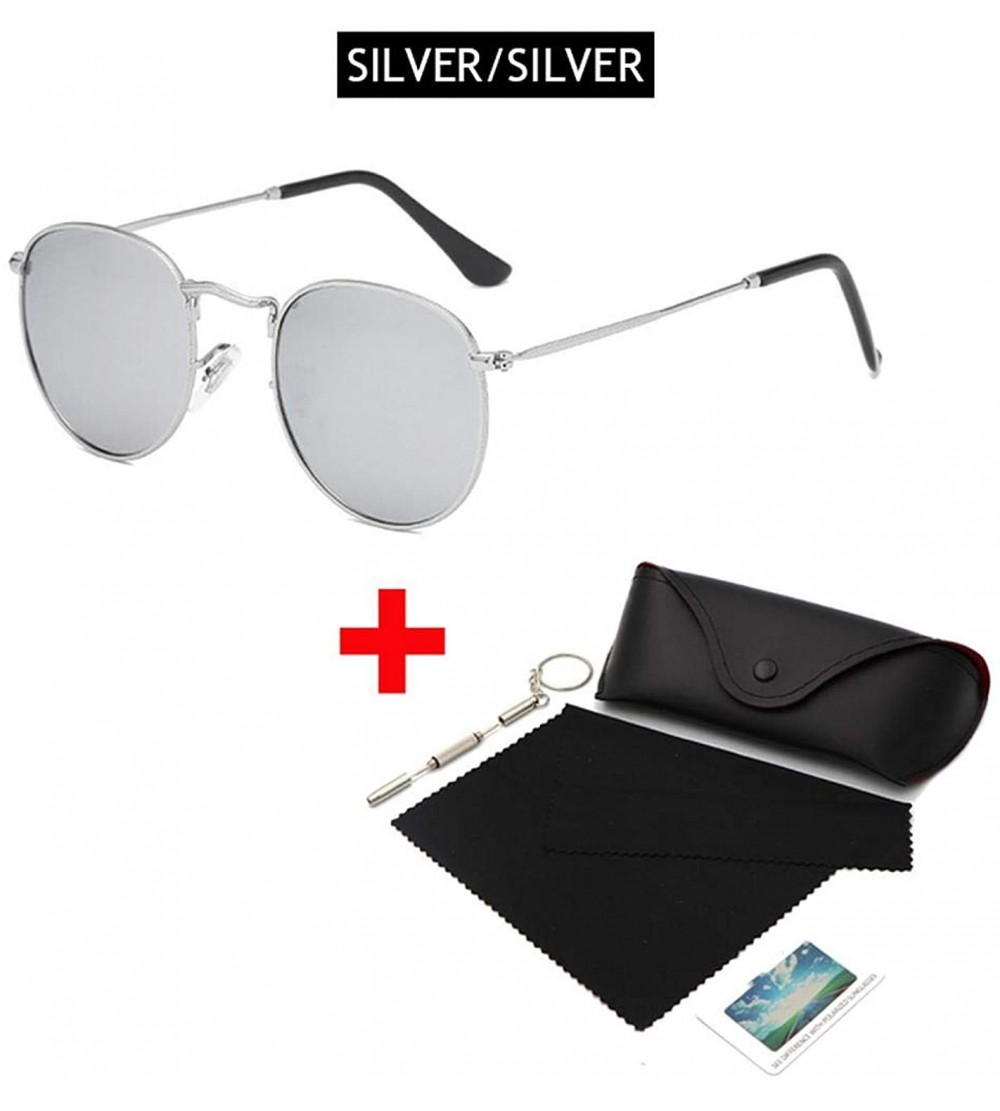 Goggle Round Polarized Sunglasses Women Classic Small Men Vintage Male Driving Glasses UV400 - Silver Silver - CX19857M776 $3...