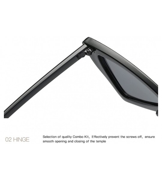 Cat Eye Sunglasses For Women Metal Hinges Cat Eye Triangle Plastic Frame Glasses K0571 - Red&black - CC18CEISCW0 $16.61