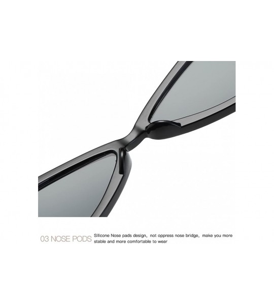 Cat Eye Sunglasses For Women Metal Hinges Cat Eye Triangle Plastic Frame Glasses K0571 - Red&black - CC18CEISCW0 $16.61