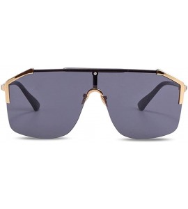 Oversized Rimless Shield Sunglasses Flat Top Mirror Glasses Women Men oversized Retro Sunglasses - 1 - C81965HAOLA $27.96