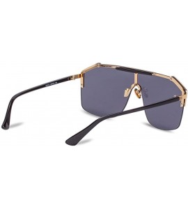 Oversized Rimless Shield Sunglasses Flat Top Mirror Glasses Women Men oversized Retro Sunglasses - 1 - C81965HAOLA $27.96