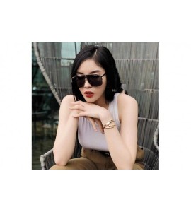 Oversized Rimless Shield Sunglasses Flat Top Mirror Glasses Women Men oversized Retro Sunglasses - 1 - C81965HAOLA $27.96