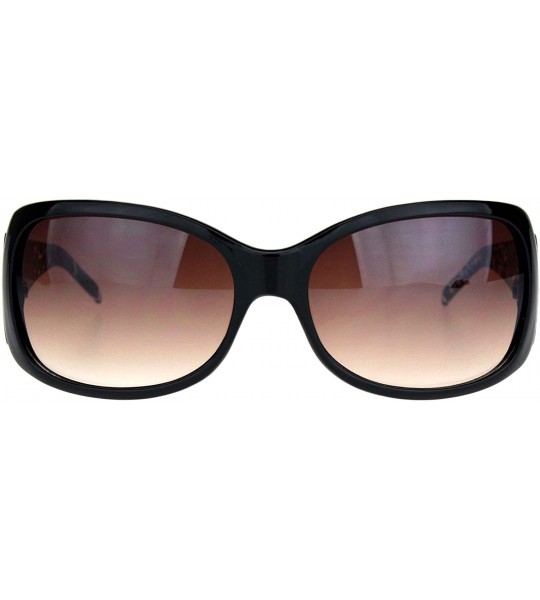 Rectangular Womens 90s Plastic Warp Rectangular Butterfly Designer Sunglasses - Black Brown - CI18K0WSEK2 $18.25