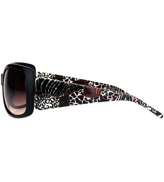 Rectangular Womens 90s Plastic Warp Rectangular Butterfly Designer Sunglasses - Black Brown - CI18K0WSEK2 $18.25