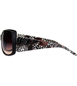 Rectangular Womens 90s Plastic Warp Rectangular Butterfly Designer Sunglasses - Black Brown - CI18K0WSEK2 $18.25